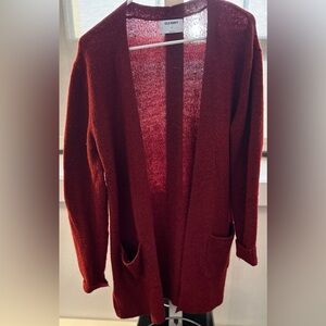Women’s Old Navy oversized maroon open front cardigan size medium
